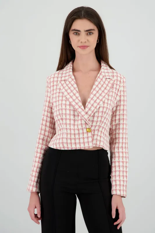 Saco crop tweed sold by Shasa