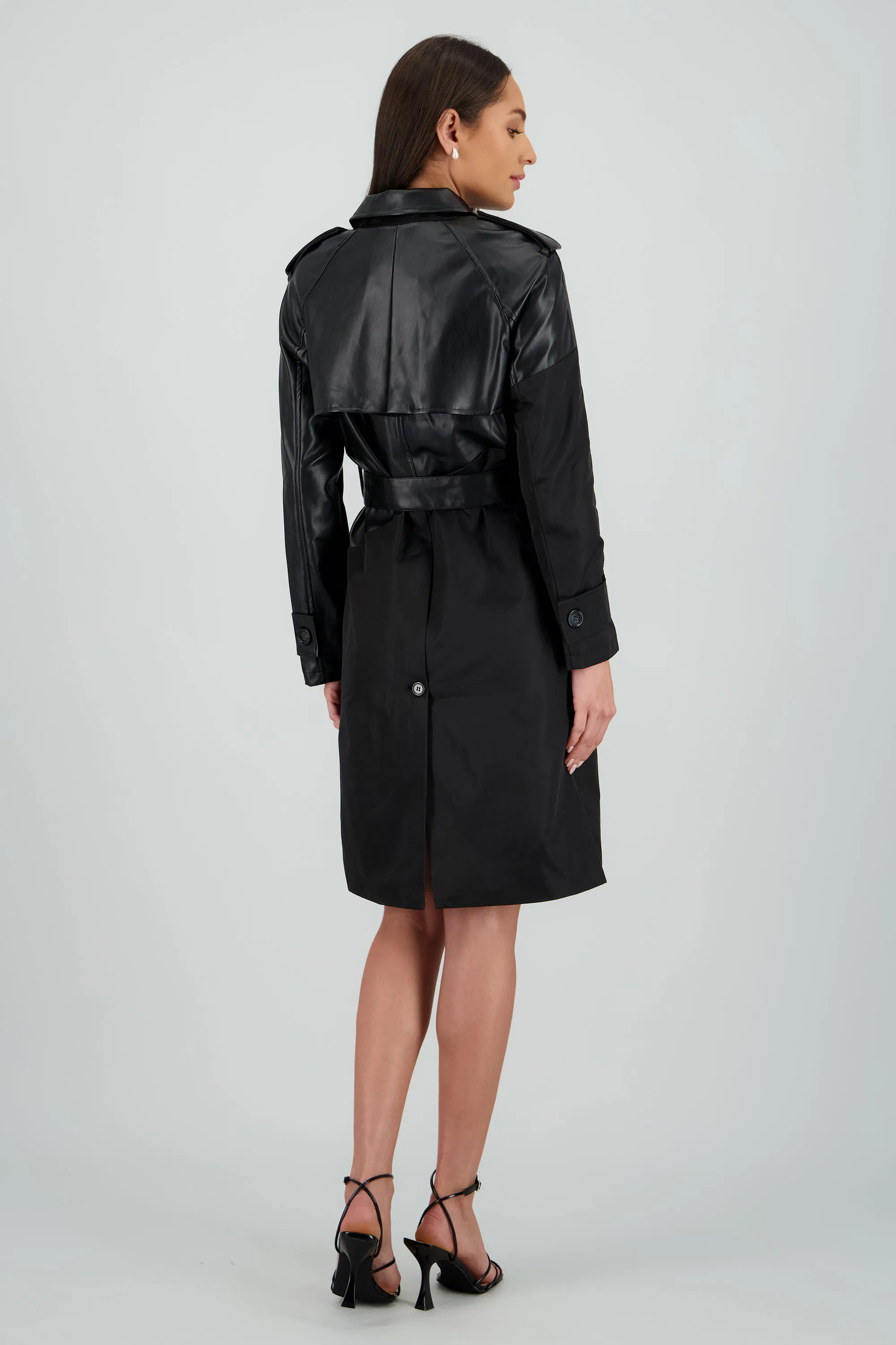 Gabardina larga contraste pu sold by Shasa product image thumbnail 4