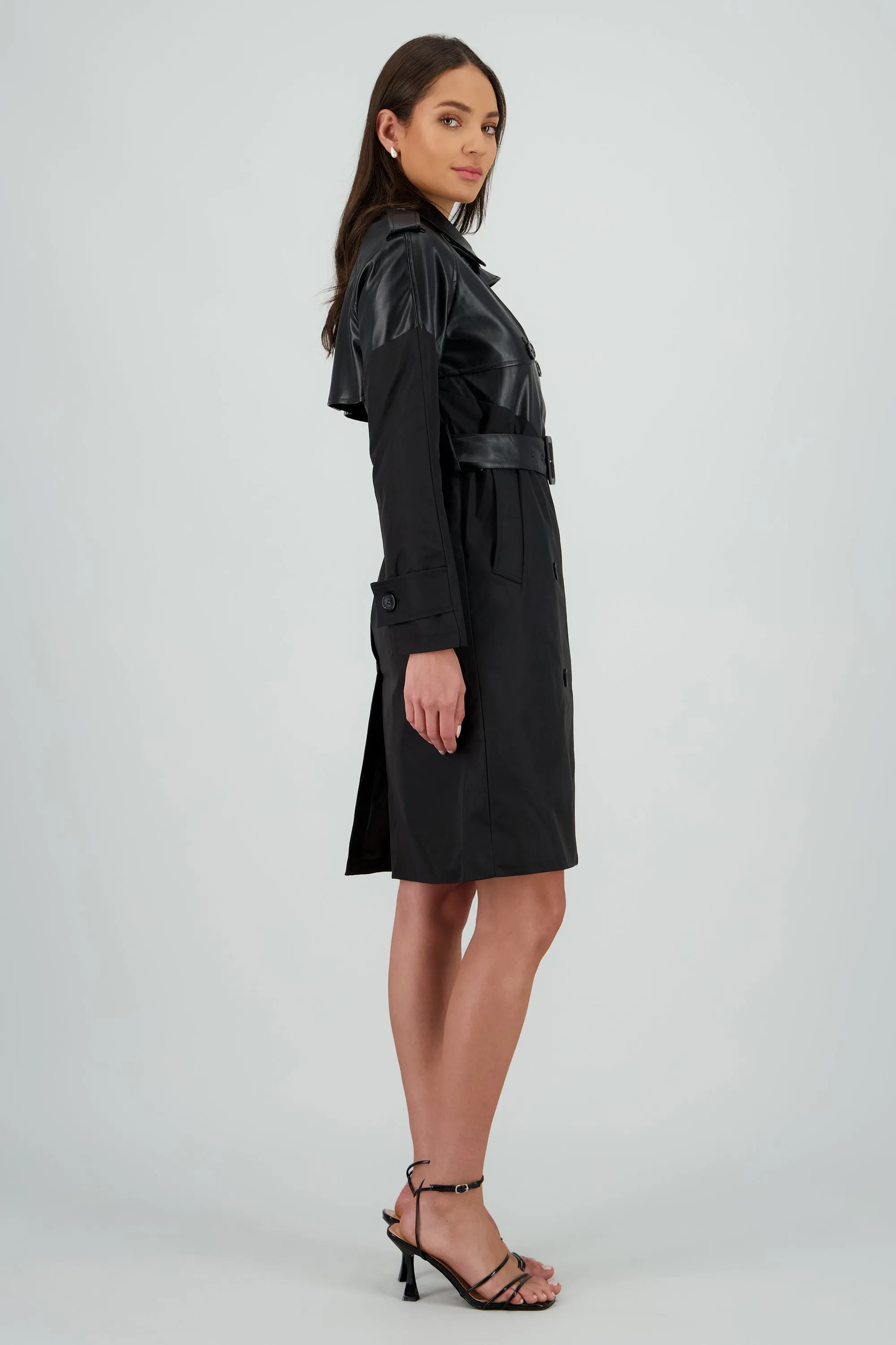 Gabardina larga contraste pu sold by Shasa product image thumbnail 3