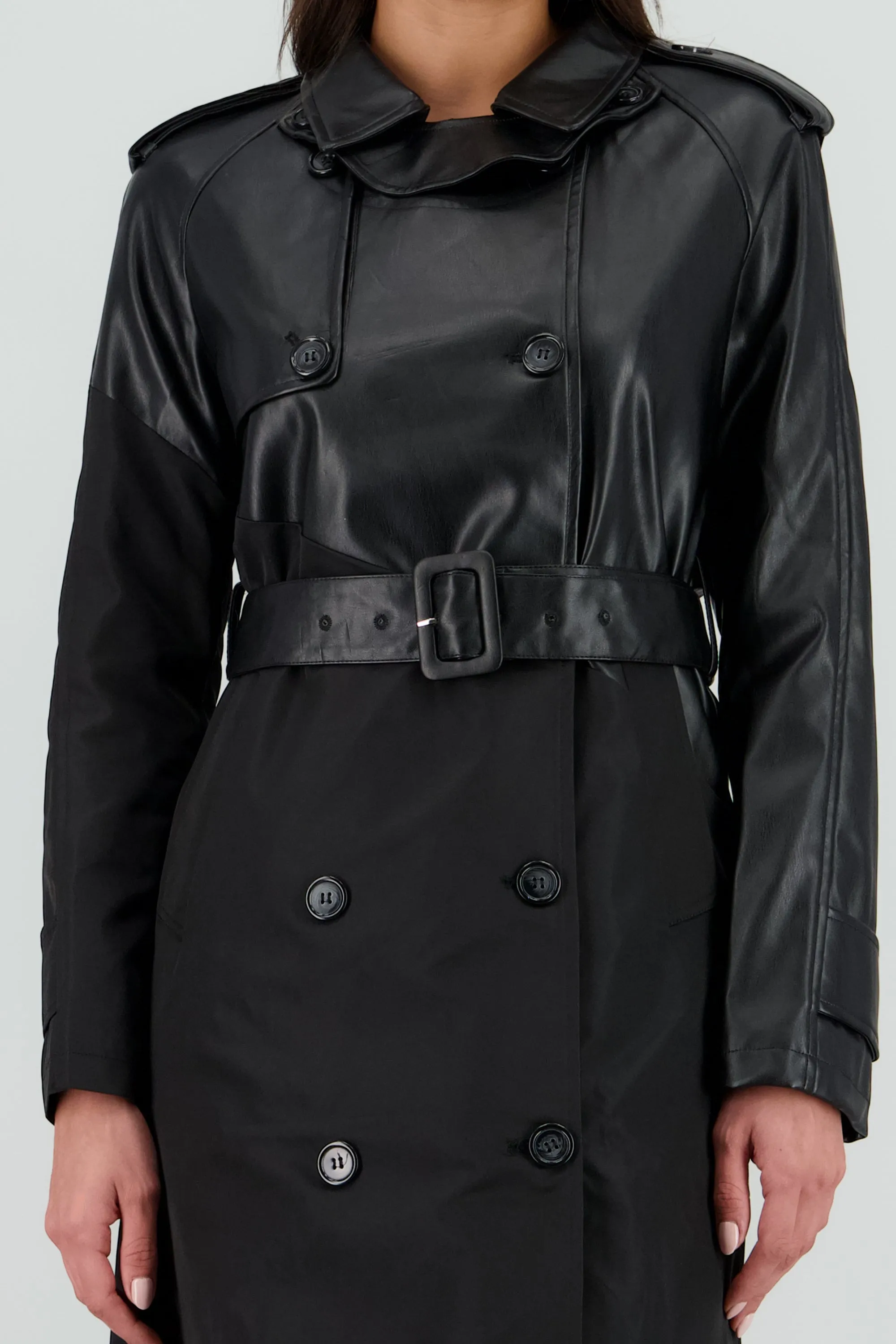 Gabardina larga contraste pu sold by Shasa product image thumbnail 5