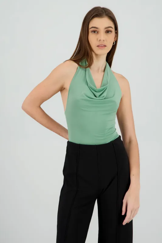 Bodysuit halter escote cascada drapeado sold by Shasa