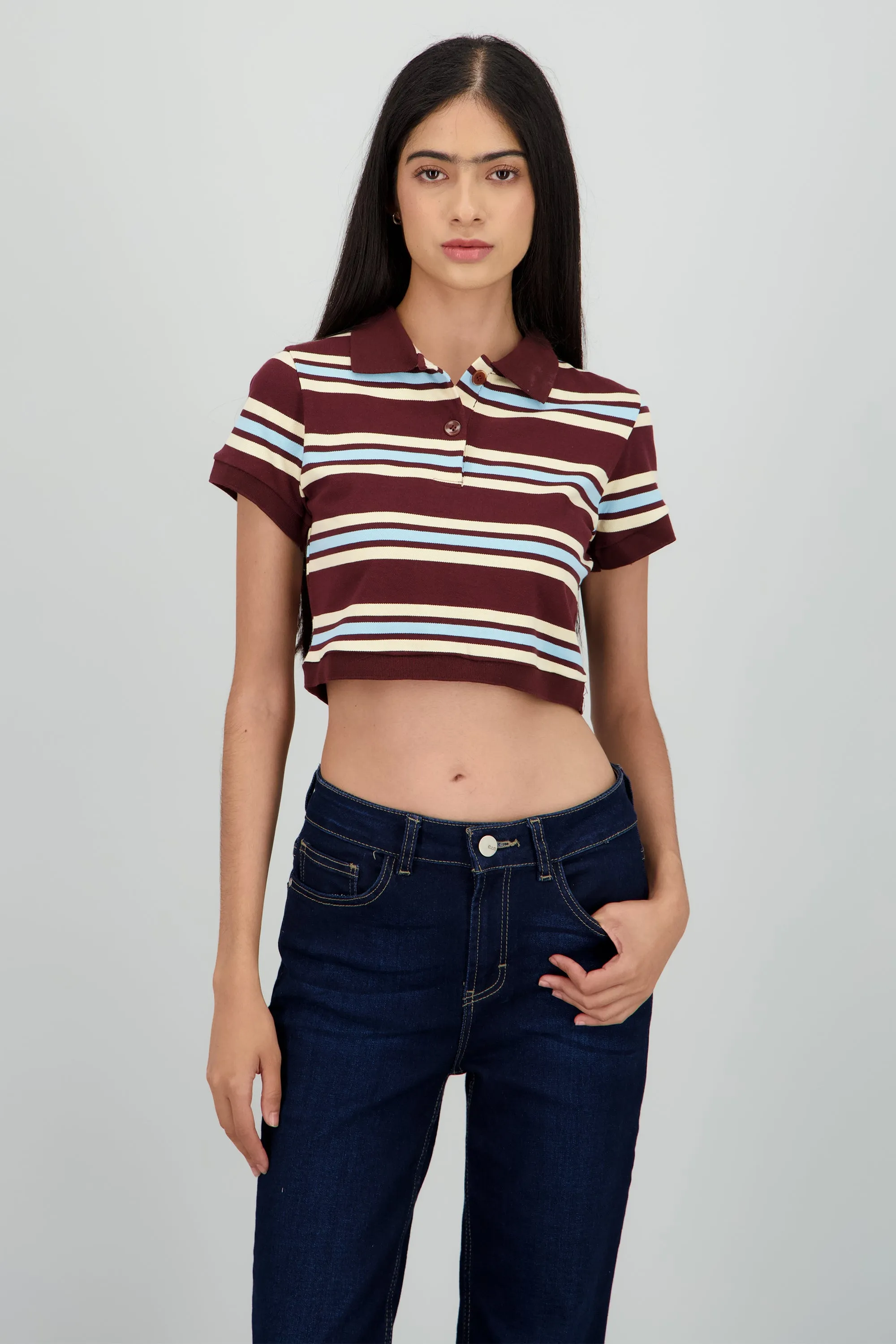 Top cuello polo rayas sold by Shasa