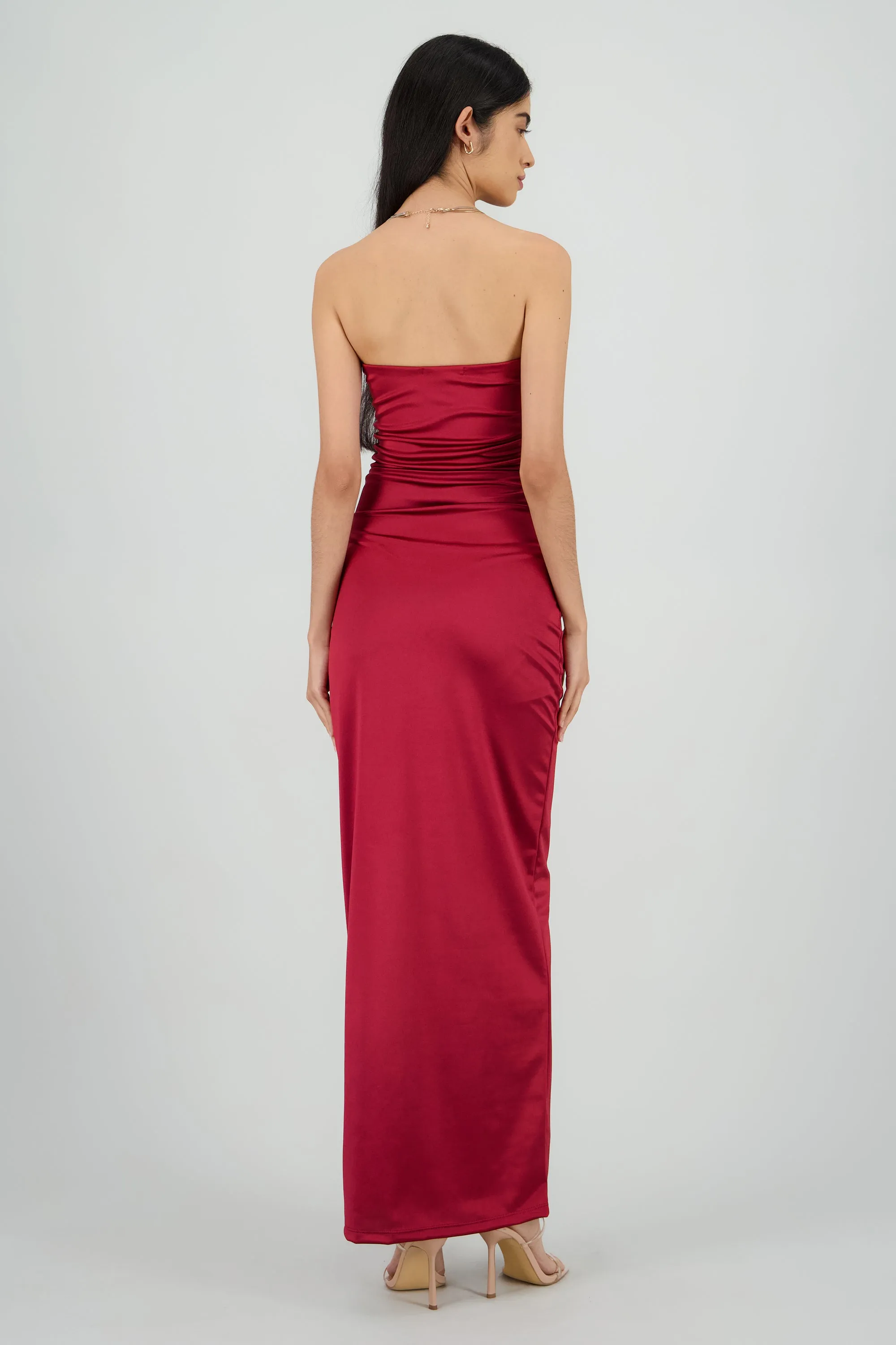 Vestido maxi satin strapless drapeado sold by Shasa product image thumbnail 4