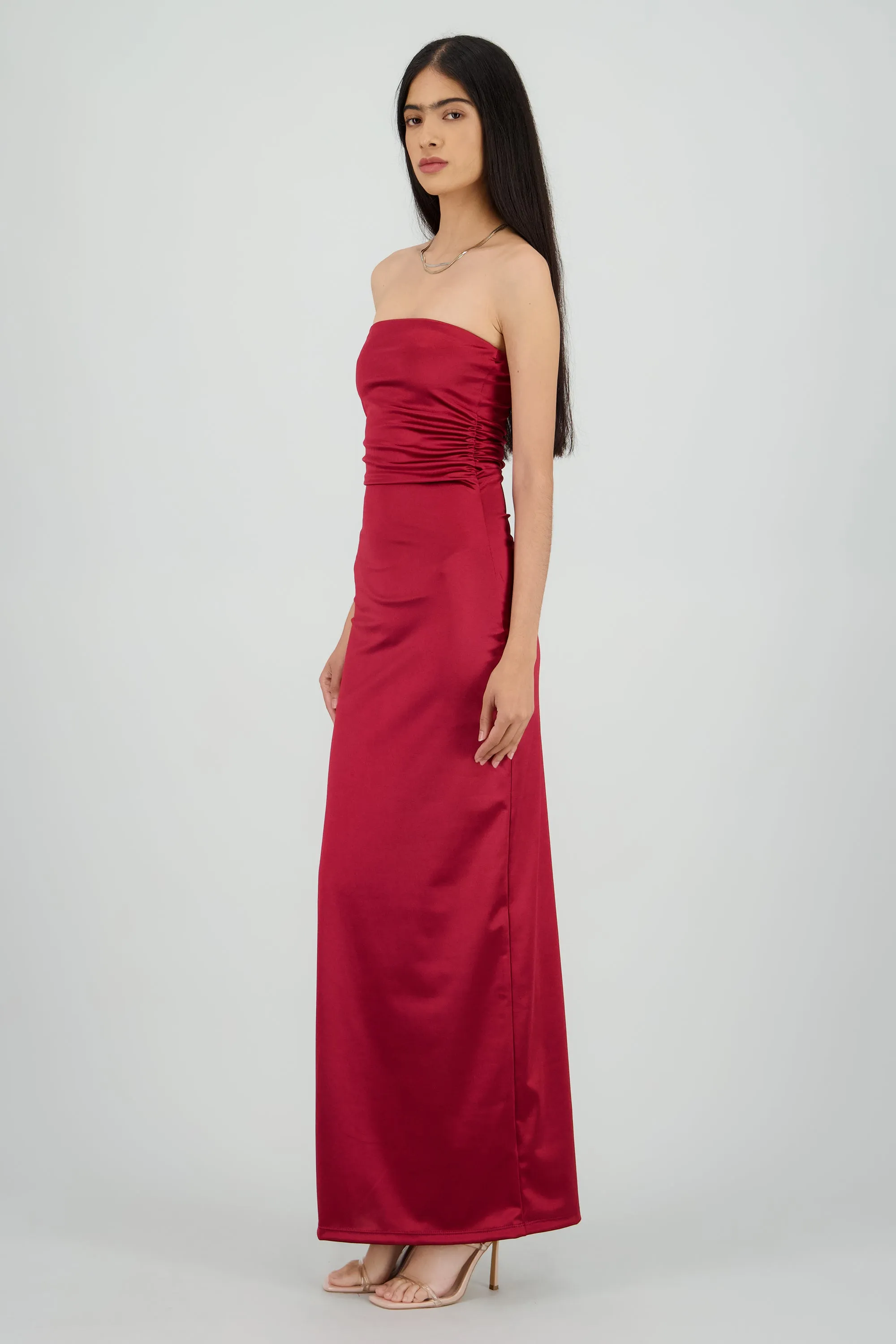 Vestido maxi satin strapless drapeado sold by Shasa product image thumbnail 3