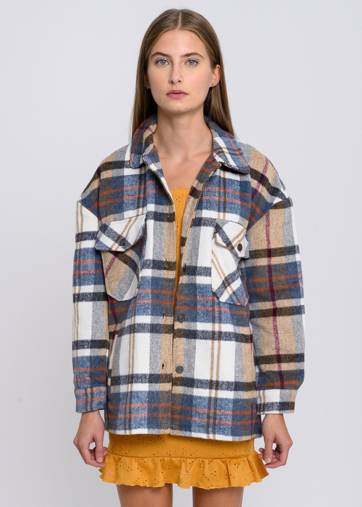 Sobrecamisa larga hombros caídos cuadros sold by Shasa product image thumbnail 2