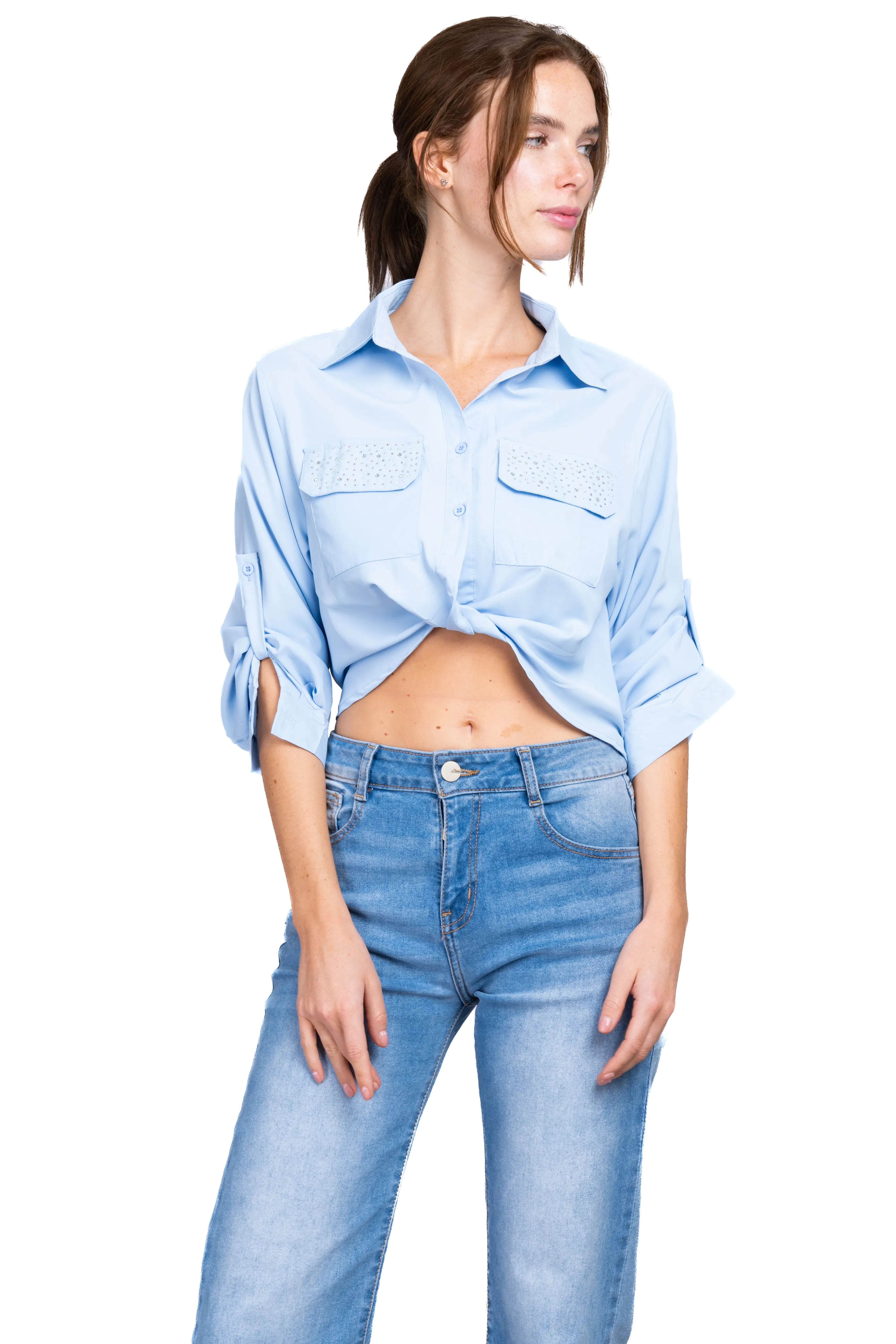 Camisa brillos detalle nudo sold by Shasa product image thumbnail 2