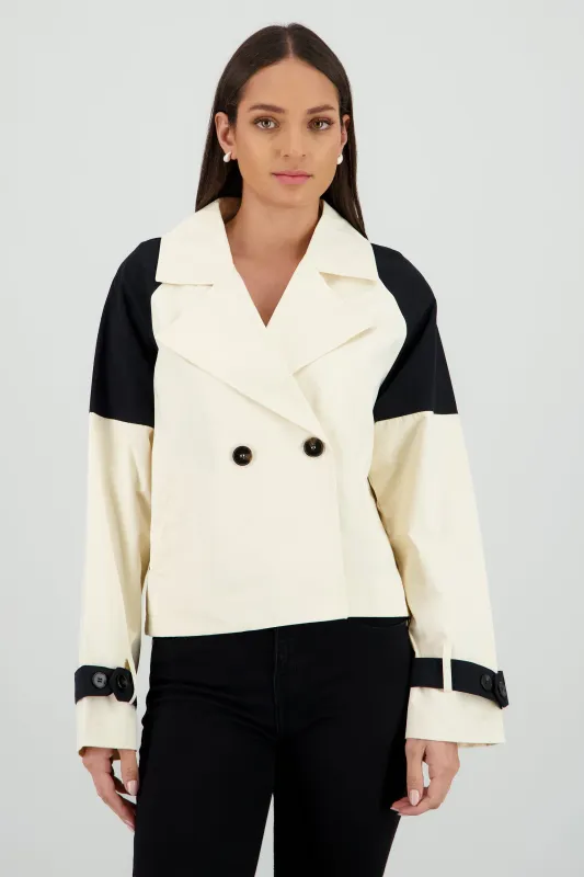 Gabardina crop detalle contraste mangas sold by Shasa