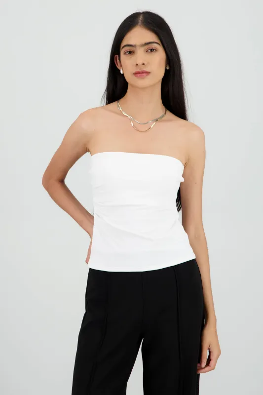 Top strapless detalle frunces sold by Shasa