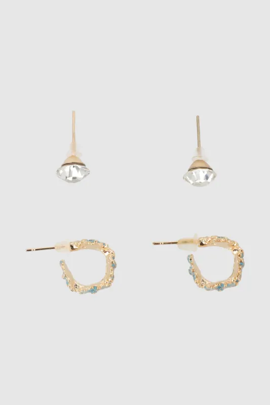 Set 2 pares aretes flores sold by Shasa