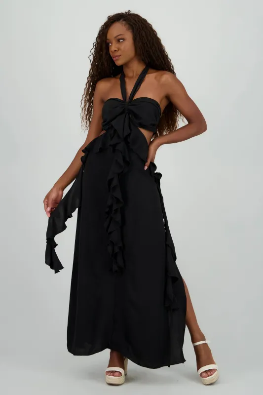 Vestido halter top maxi olanes sold by Shasa