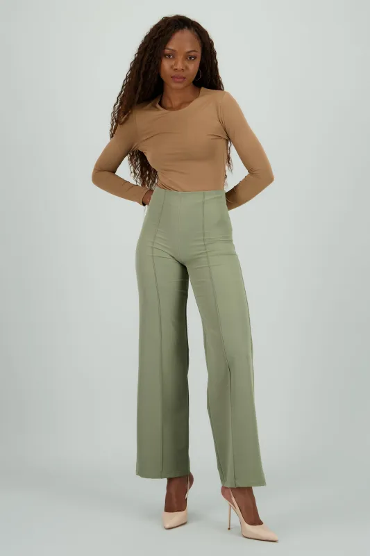 Pantalon liso amplio detalle costura sold by Shasa