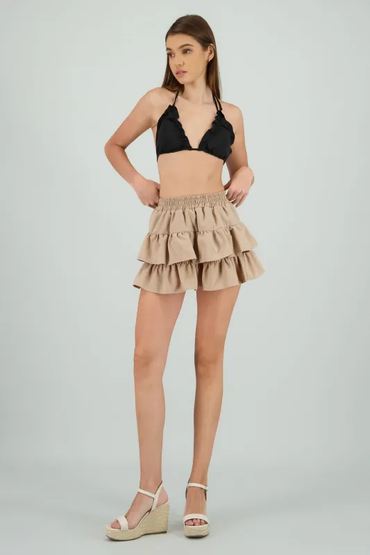 Falda mini doble olán en manta sold by Shasa