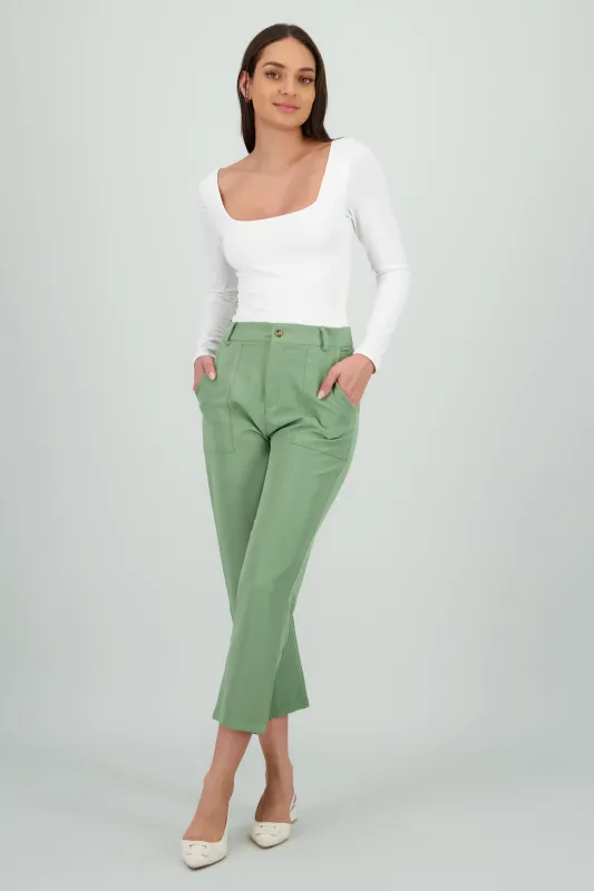 Pantalón Cintura Alta Capri Bolsas sold by Shasa