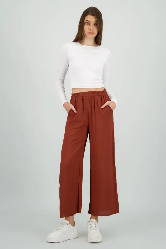 Pantalón Wide Leg Cintura Alta Fruncida sold by Shasa