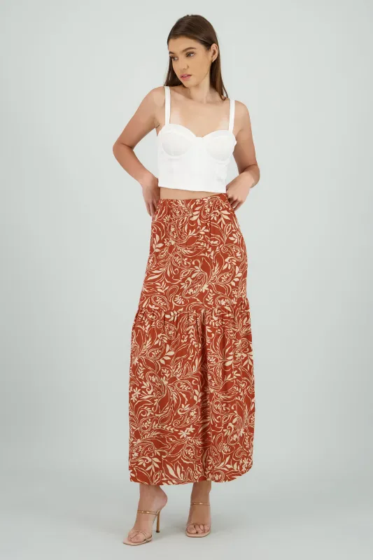 Falda amplio estampado tropical sold by Shasa