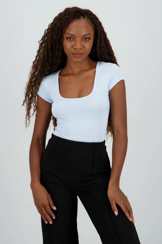 Bodysuit manga corta escote cuadrado liso sold by Shasa