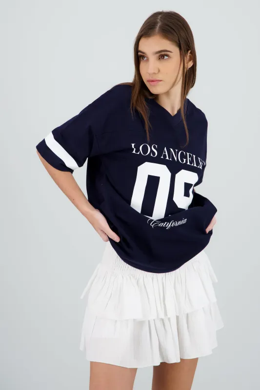 Playera oversized estampado los angeles sold by Shasa