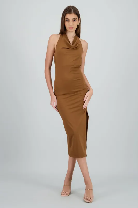 Vestido halter escote cascada maxi sold by Shasa