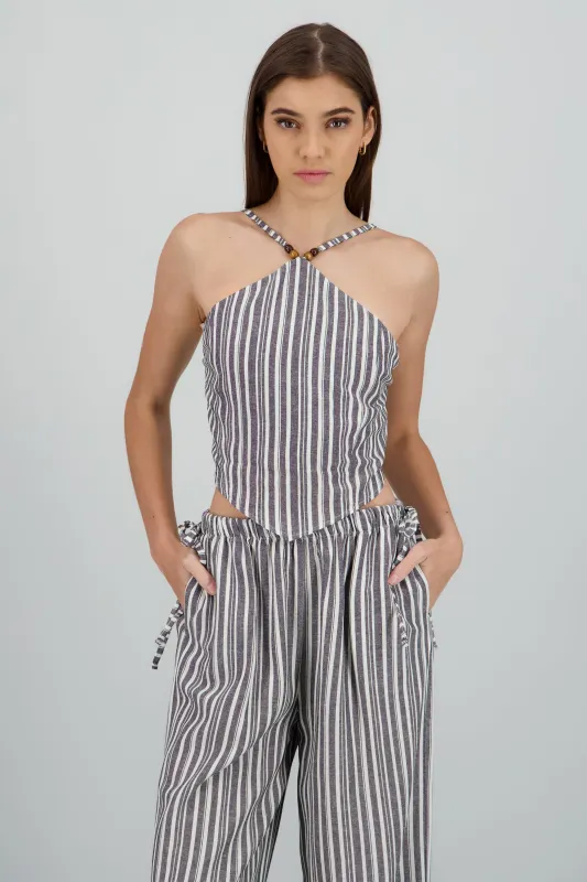 Top halter cuentas lineas sold by Shasa