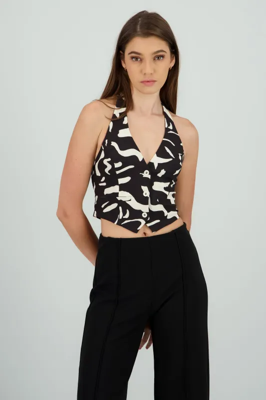 Chaleco halter detalle estampado sold by Shasa