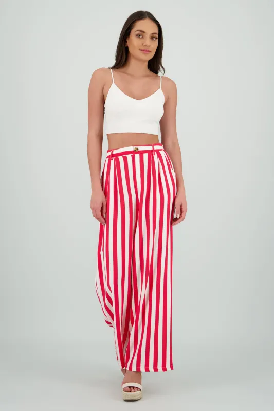 Pantalon amplio rayas detalle boton sold by Shasa