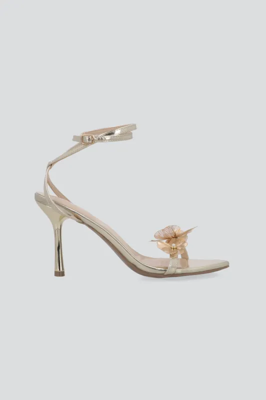 Tacon strappy flores metalicas sold by Shasa