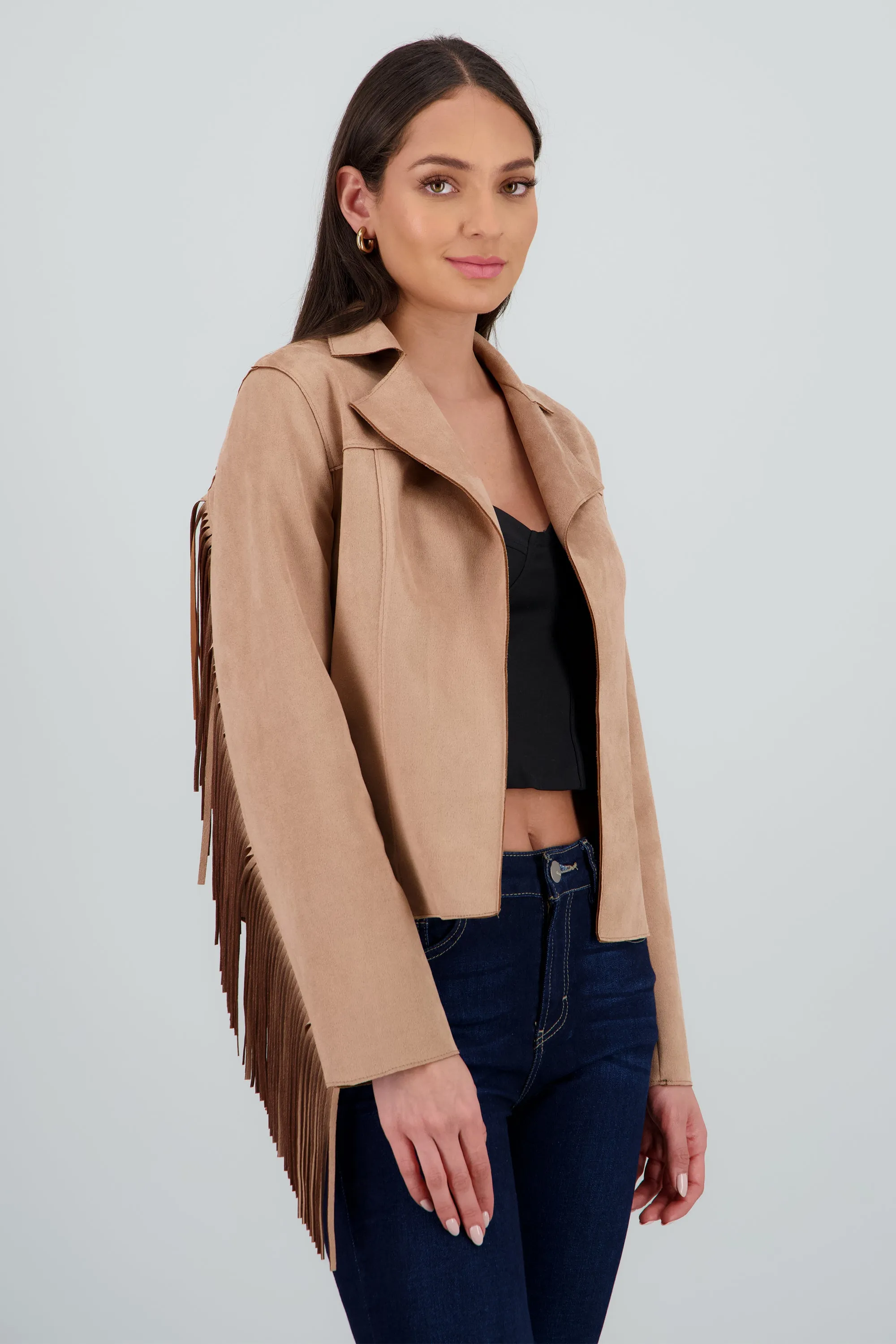 Chamarra corta con solapa det flecos sold by Shasa