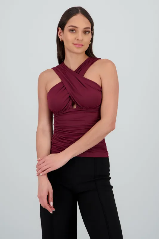 Top drapeado escote cruzado sold by Shasa