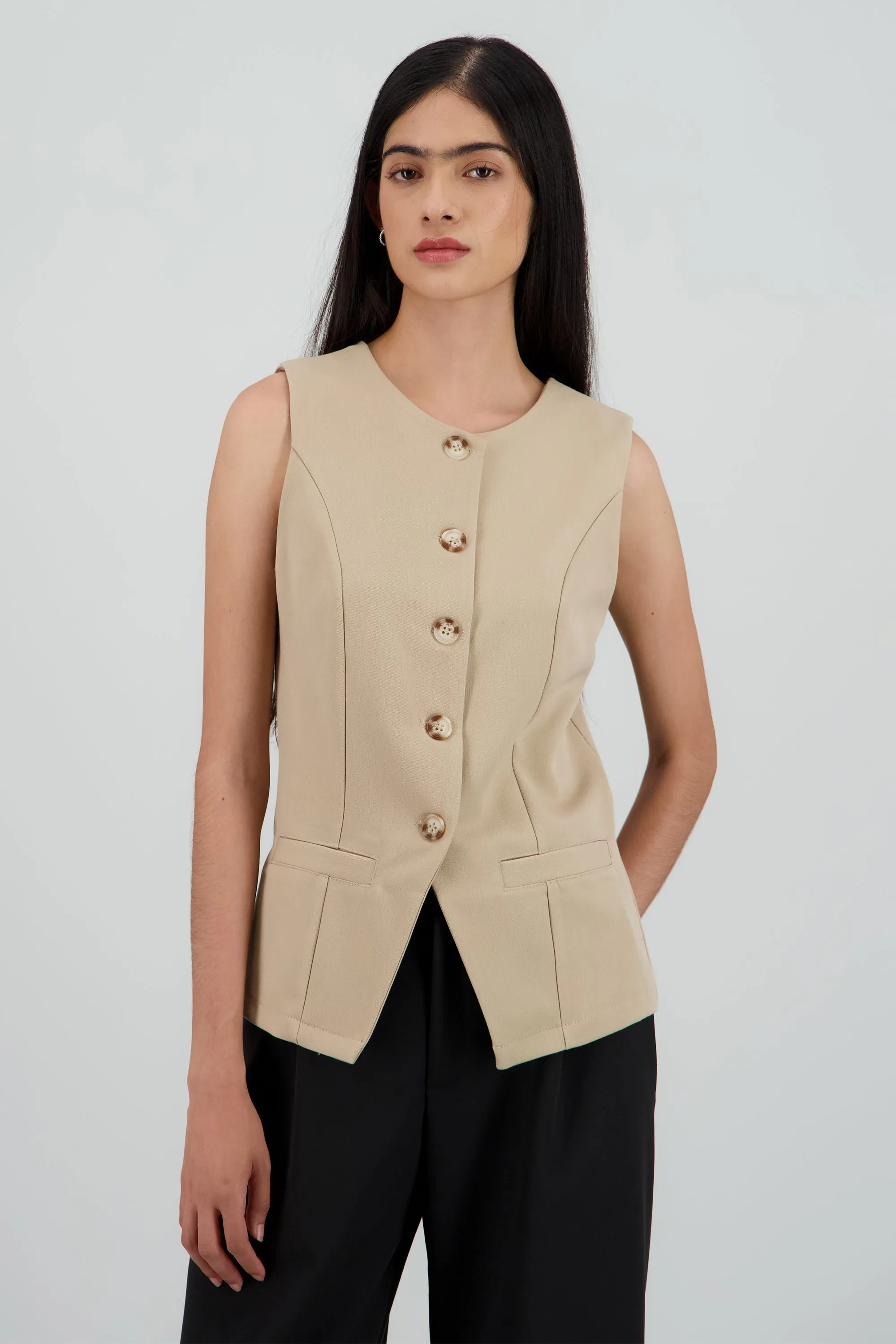 Chaleco largo con cuello redondo sold by Shasa product image thumbnail 2