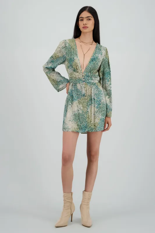 Vestido mini manga larga escote v sold by Shasa