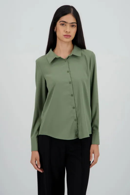 Camisa amplia manga larga lisa sold by Shasa