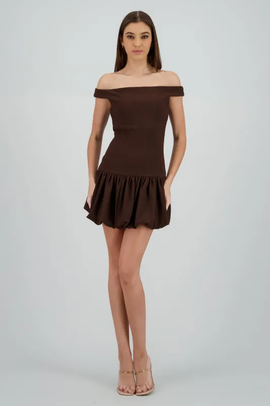 Vestido mini off shoulder con textura sold by Shasa