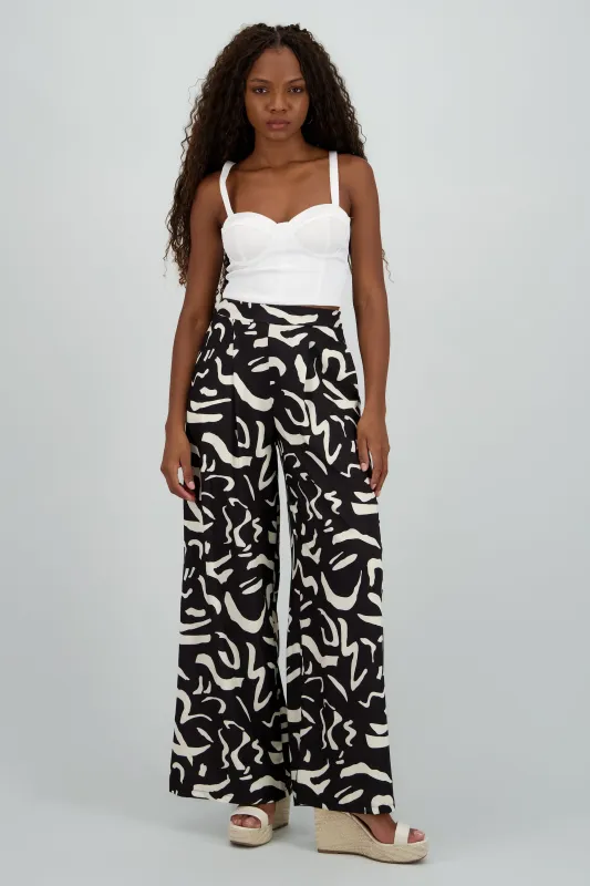 Pantalon amplio detalle pinzas estampado sold by Shasa