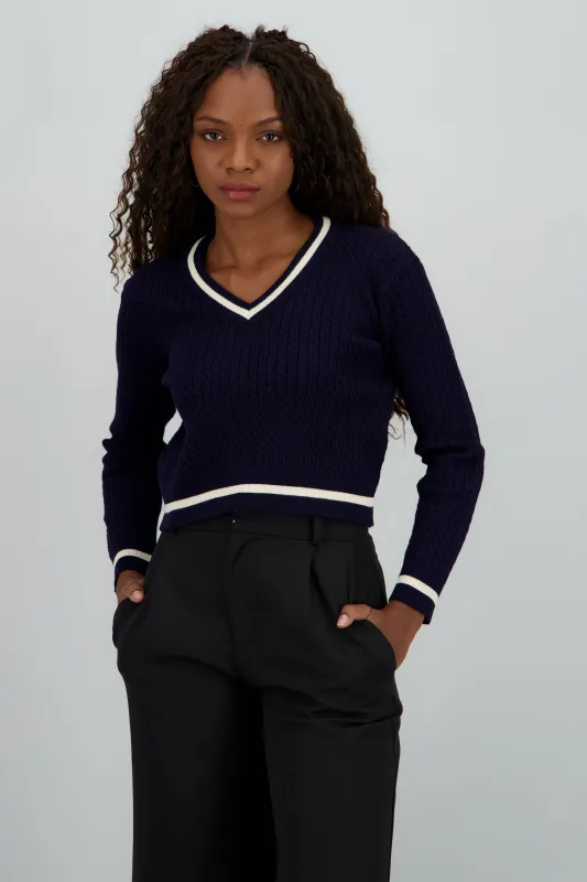 Sueter cardigan con conreaste sold by Shasa