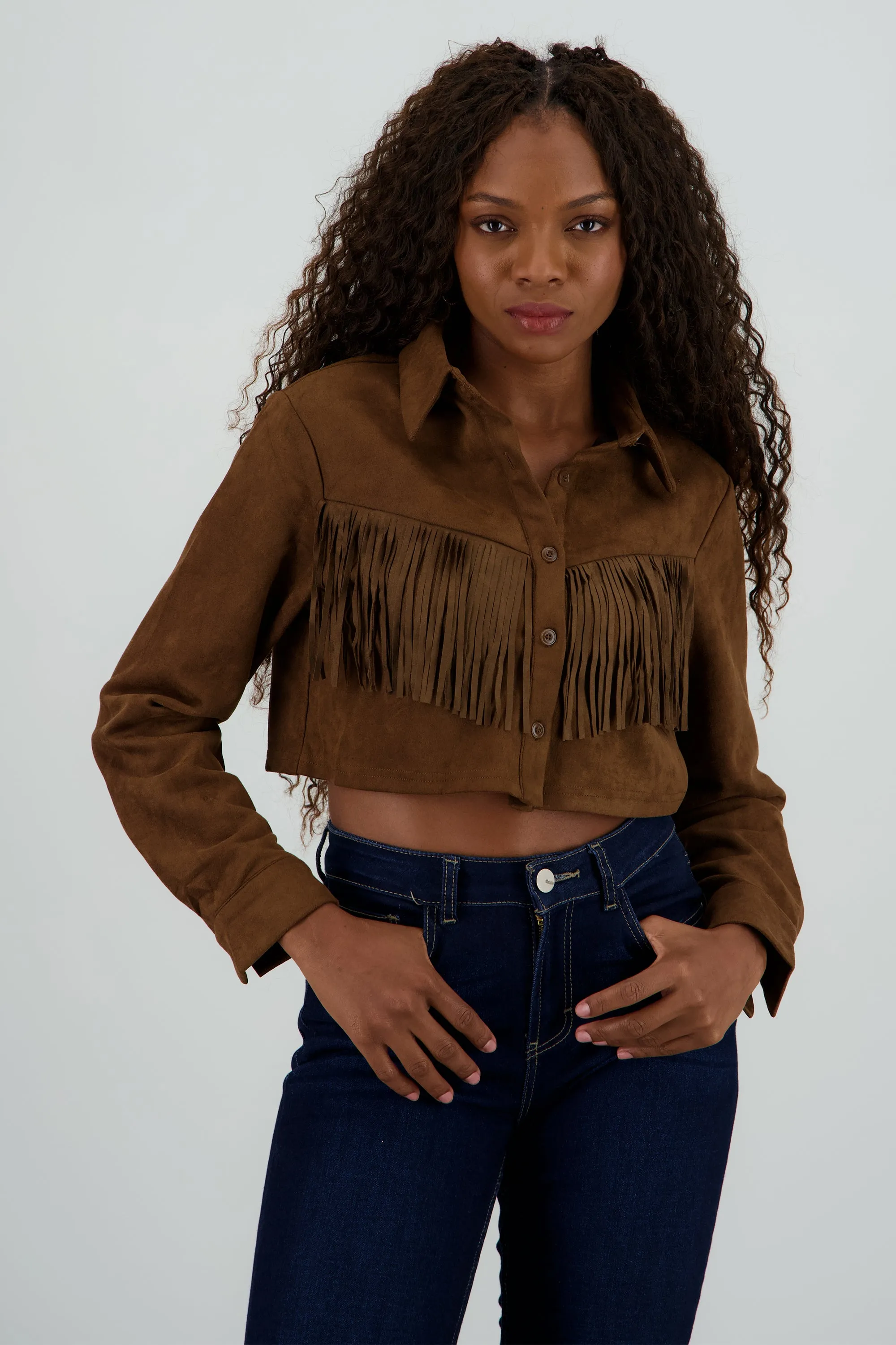 Camisa de gamuza con flecos cowboy sold by Shasa