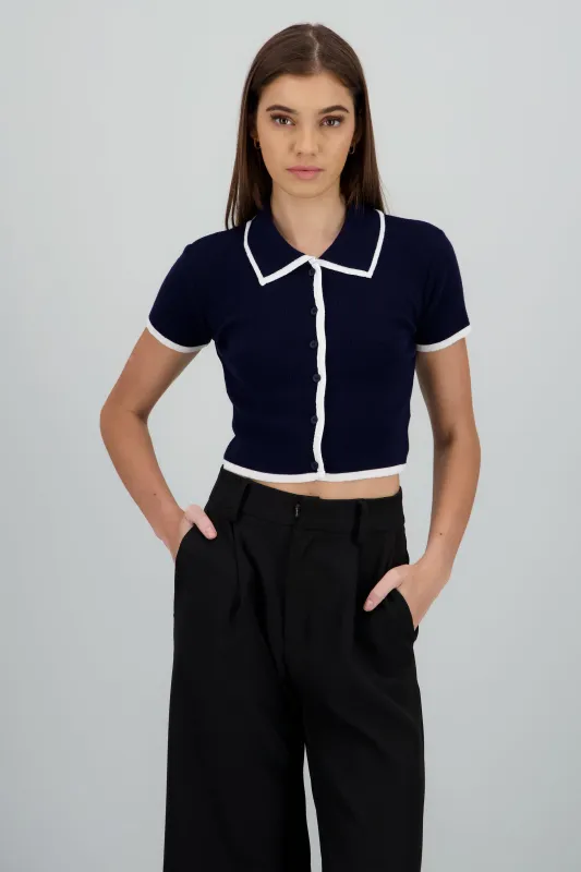 Top tejido contraste polo botones sold by Shasa