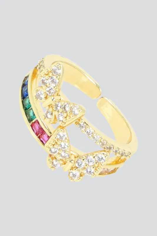 Anillo 2 lineas mariposas sold by Shasa