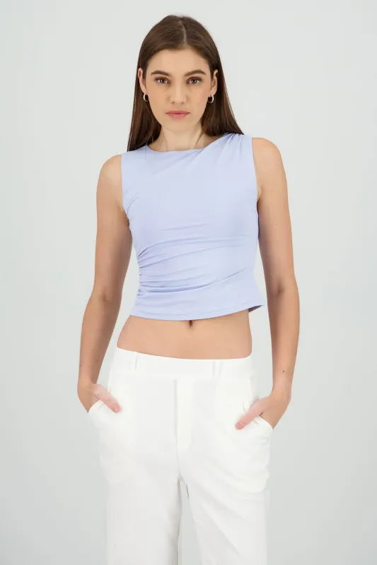 Top frunce en frente y hombro sin manga sold by Shasa