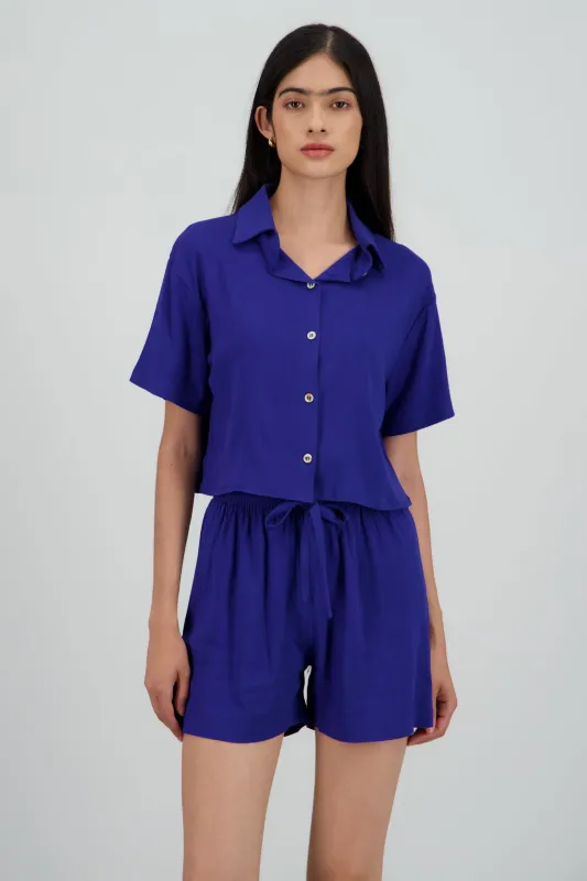 Camisa crop manga corta ligera sold by Shasa