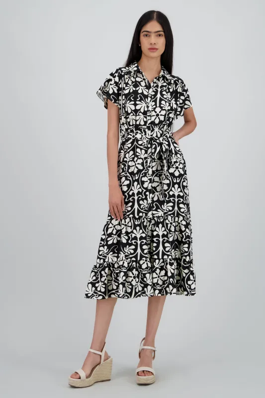 Vestido estampado geometrico manga corta sold by Shasa