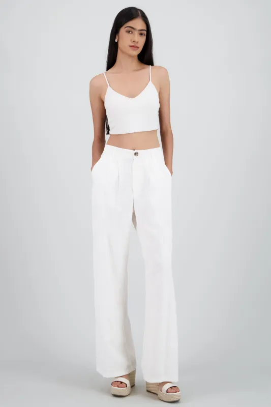 Pantalon recto estampado de palmeras sold by Shasa