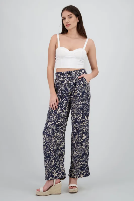 Pantalon amplio estampado con pretina lisa sold by Shasa
