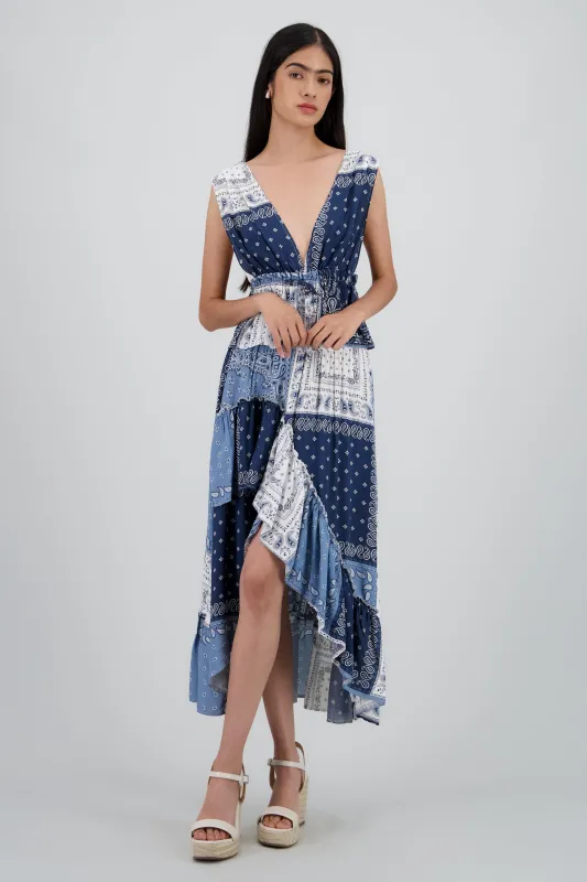 Falda maxi con olanes estampado paisley sold by Shasa