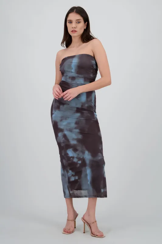 Vestido degradado de mesh strapless sold by Shasa