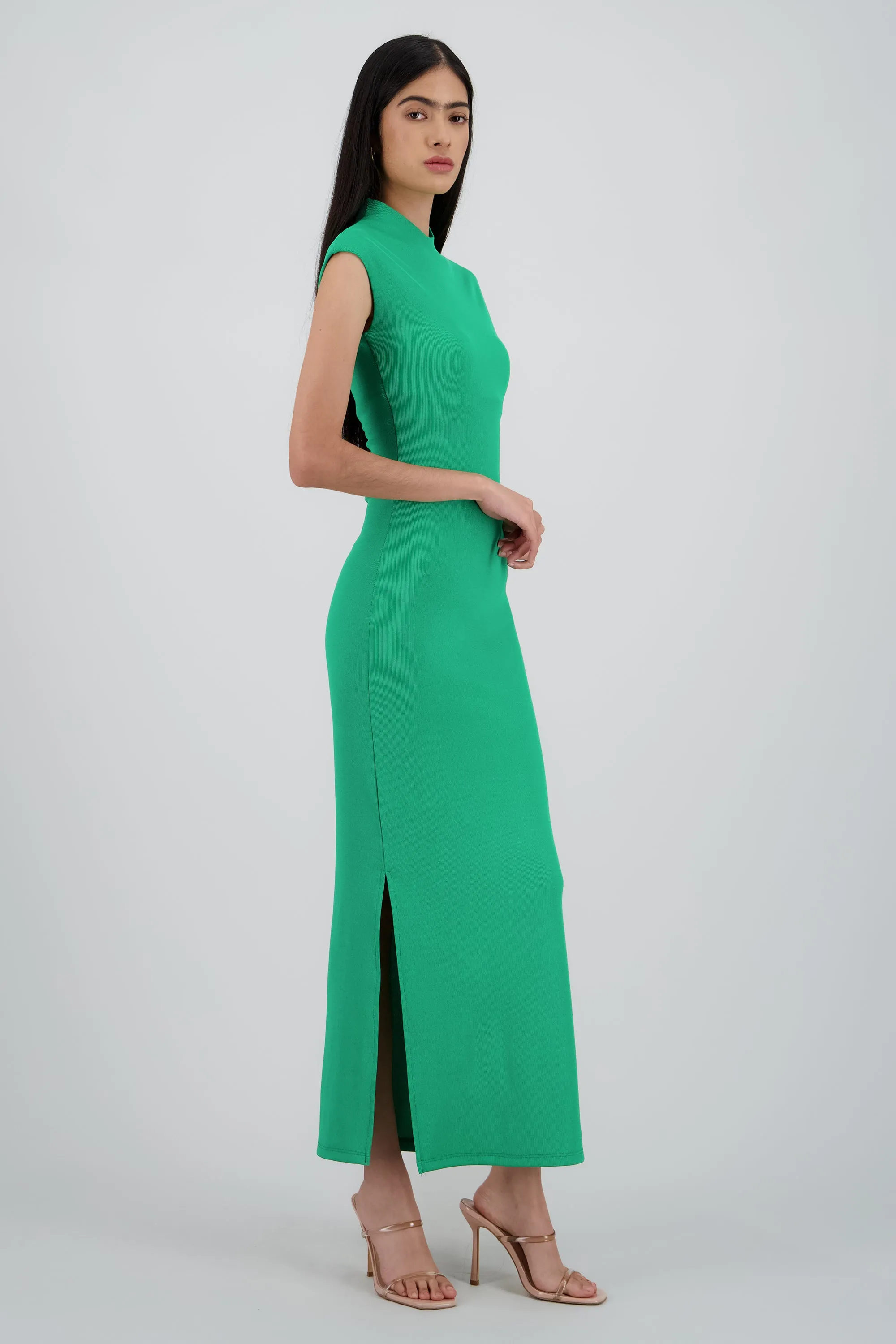 Vestido maxi rib manga corta con abertura Hypsters sold by Shasa product image thumbnail 3