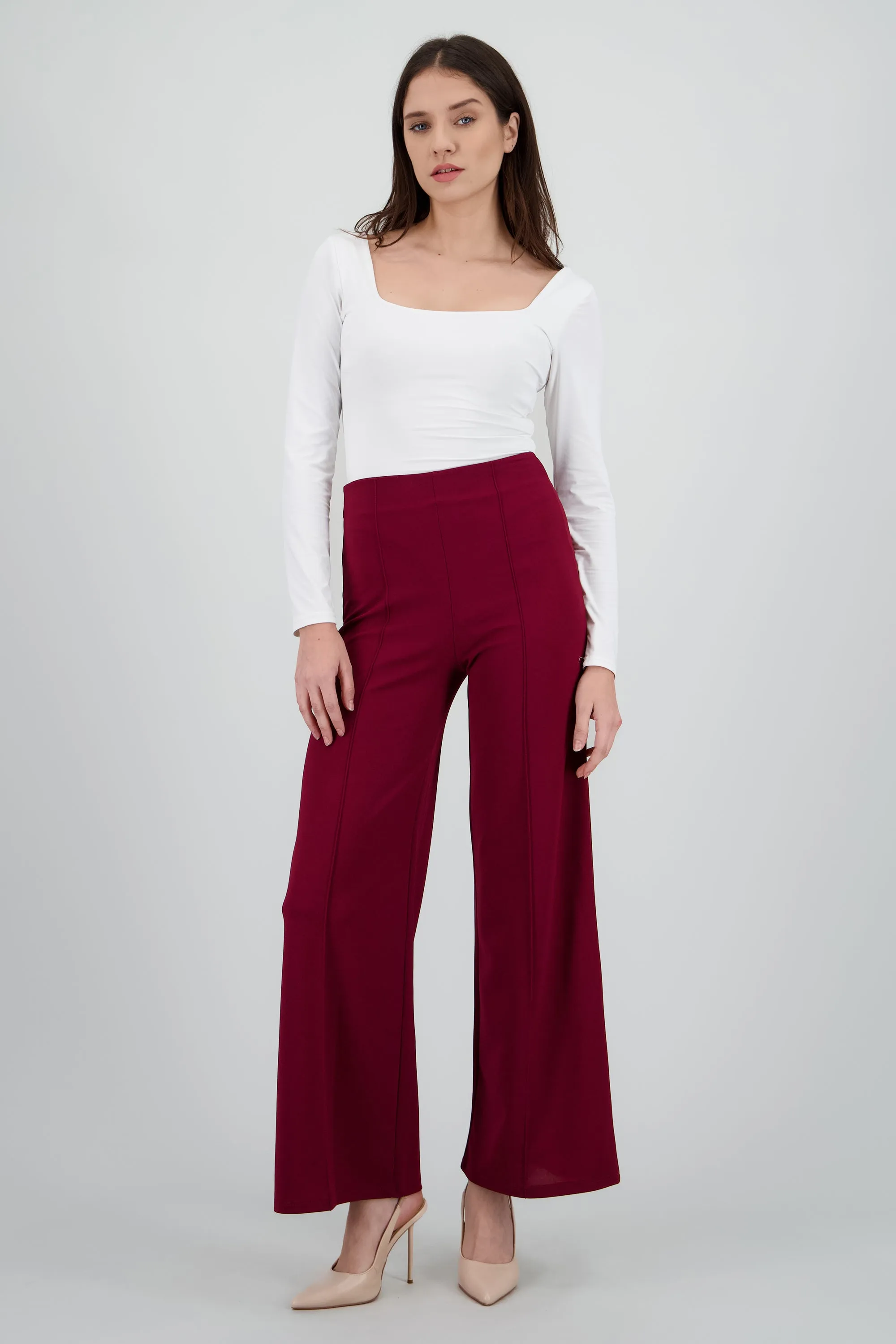 Pantalón Wide Leg Cintura Alta Costuras sold by Shasa