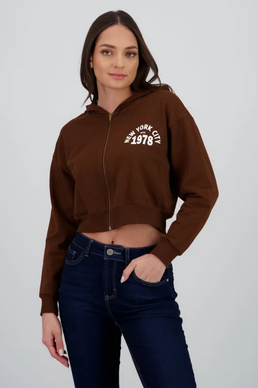 Sudadera crop cierre new york sold by Shasa