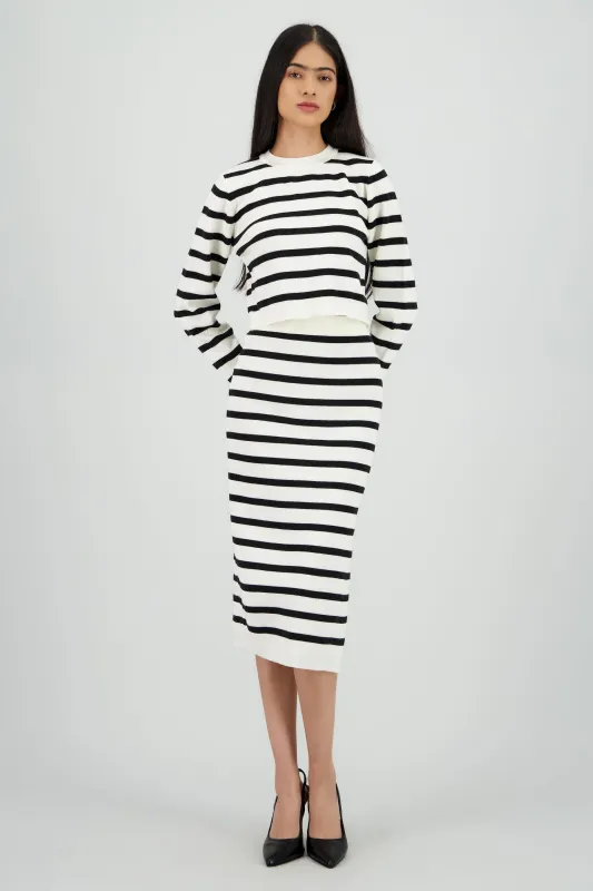 Falda midi rayas detalle abertura sold by Shasa