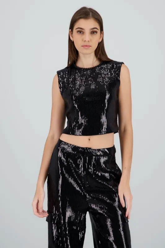 Blusa sin mangas de lentejuela sold by Shasa