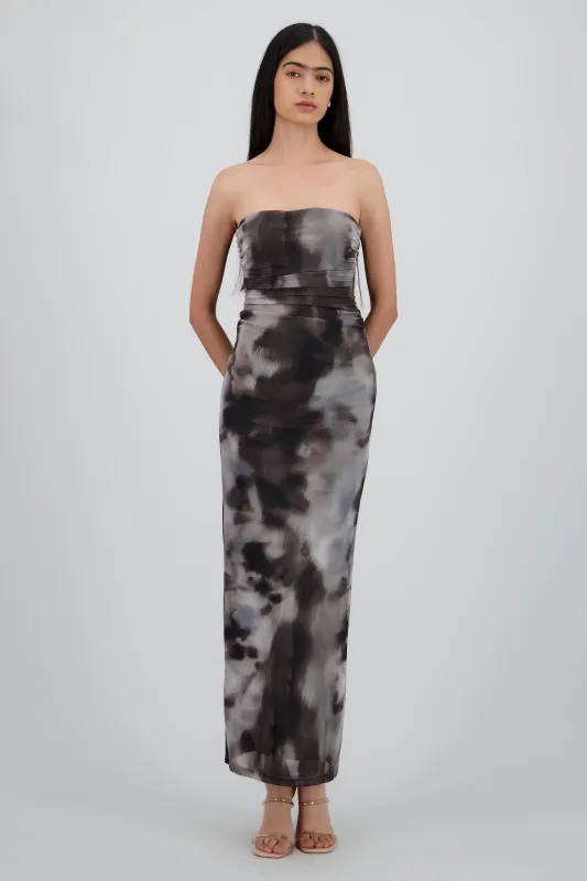 Vestido degradado de mesh strapless sold by Shasa